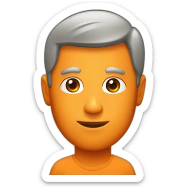 man with tangerine for head sticker