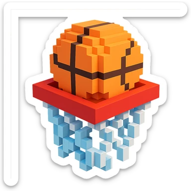 Voxel-style basketball in a net, variation 8 sticker