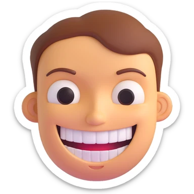 face with a wide grin and dead inside eyes sticker