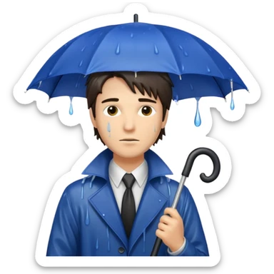 man getting wet (umbrella, dripping hair) sticker