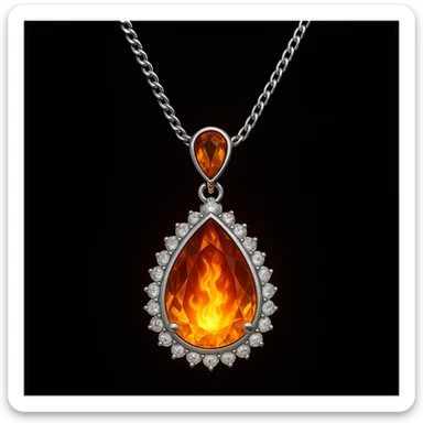 Add a yellow fiery light to the teardrop ruby pendant, representing transformation and rebirth sticker