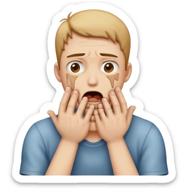 a person chocking themselves with their hands sticker