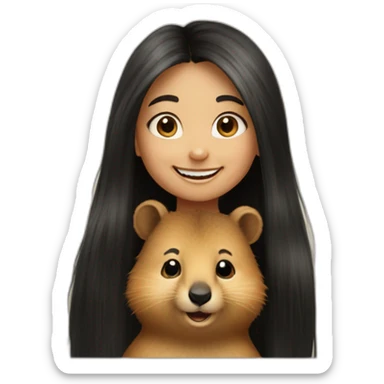 a-happy-quokka-with-happy-girl-who-is-black-long-hair sticker