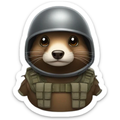 Mole with a combat helmet sticker