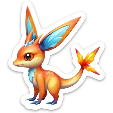 Colorful Shiny Exotic Victini-Salandit-Aurorus-Fakémon-hybrid-creature (full body)  sticker