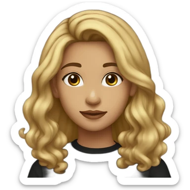 20 year old less honey blonde highlights long  hair with black shirt and light skin to olive skin lo sticker