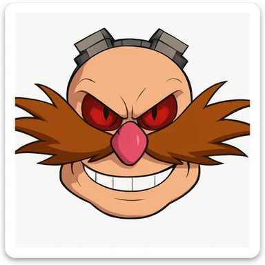 Keep the picture quality and style exactly the same. Make the eyes red and a bit scary, with a more intense, menacing stare and a subtle sinister grin. No other changes. sticker