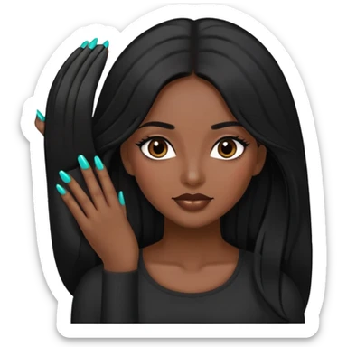 Long black hair Latina girl nails sticker