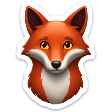 dark red fox face with tiny red heart instead of eyes sticker