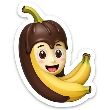 A banana dipped in chocolate with cute face sticker