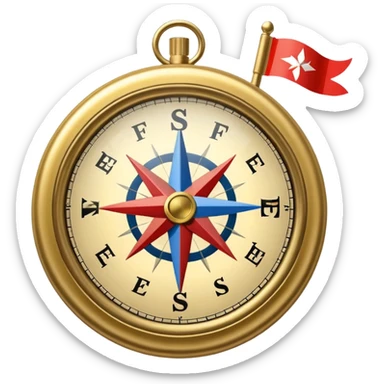 compass with a #5fe089 color flag sticker