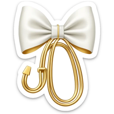 one gold paper clip with a white bow in the middle sticker