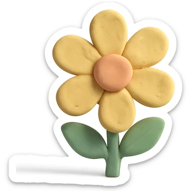 claymation style yellow flower with pastel colors and soft edges sticker