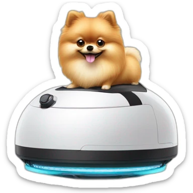 pomeranian on a vacuum robot sticker