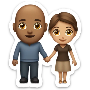 Latina light brown hair holding hands with bald brown man sticker