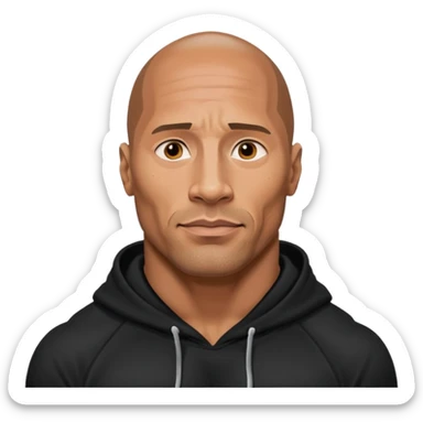 dwayne johnson with black hoodie sticker