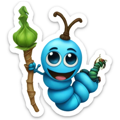 Blue caterpillar with hooka  sticker