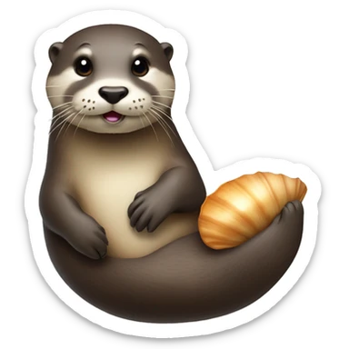 otter holding a shell sticker
