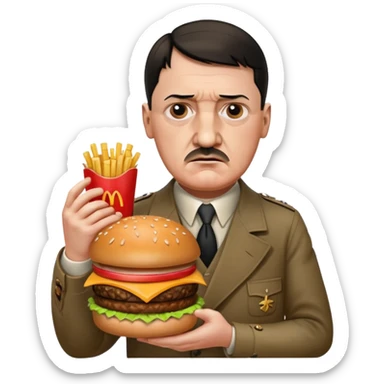 adolf hitler holding a big mac sticker