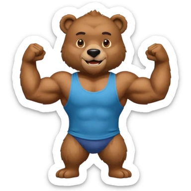 flexing bear with tanktop sticker