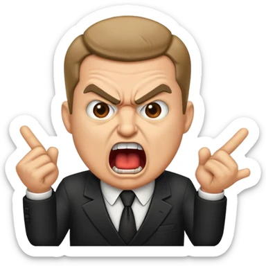 cartoon mafia member yelling, open mouth sticker