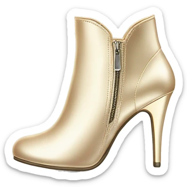 Realistic isolated top view of a pair of light champagne gold high heel zippered ankle bootie boots.  sticker
