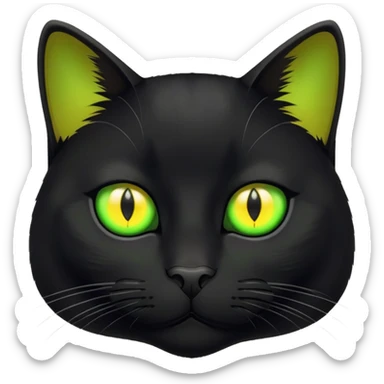 Black Cat with green and yellow pupils  sticker