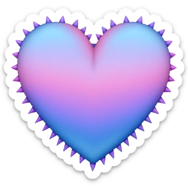 Stitched thorny barb wired pastel pink-violet-blue-gradients heart sticker
