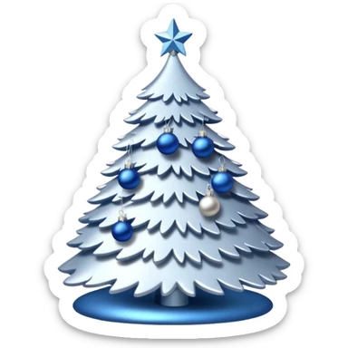 White christmas tree withe blue and silver decoration sticker