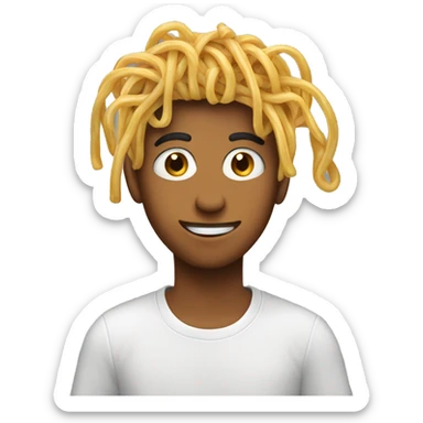 teenager with spaghetti as hair, sticker