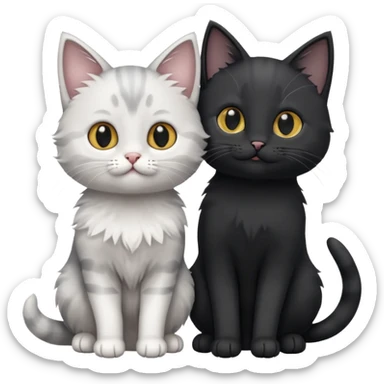 White and grey kitten and black cat sticker