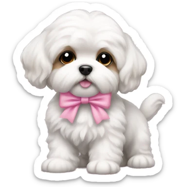 Shichon puppy pink bow sticker