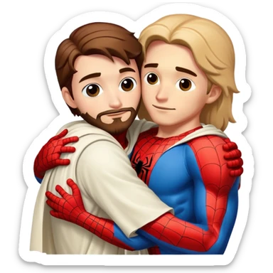 Spider-Man hugging Jesus sticker