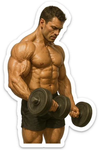 bodybuilder che fa curl manubri  sticker