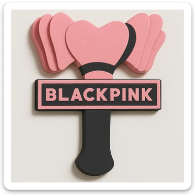 Add the BLACKPINK logo to the object, keep the style consistent with the original image. sticker