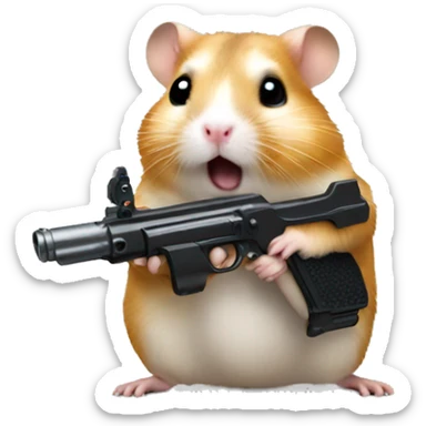 hamster with gun sticker
