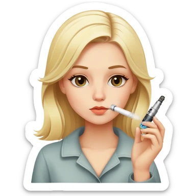 blond girl smoking vape sticker