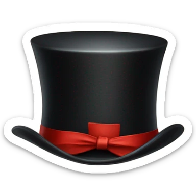 a top hat from the Victorian era with a thin red ribbon at the base sticker