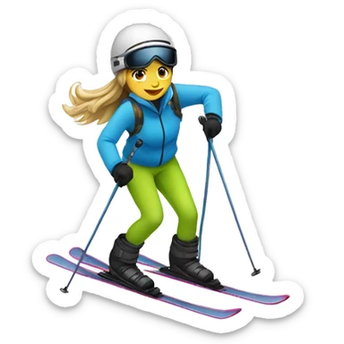 Girl skiing sticker