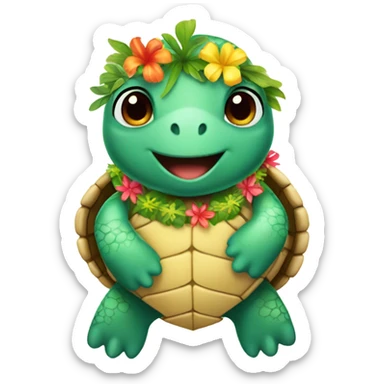 Sea turtle wearing a lei sticker