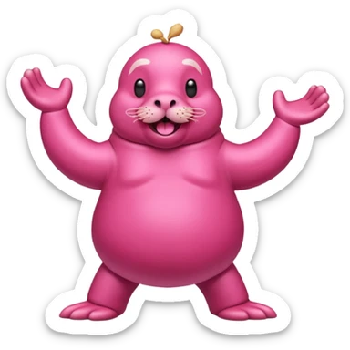 Pink Walrus dancing with peanuts sticker
