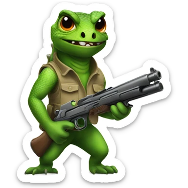 Lizard with gun sticker
