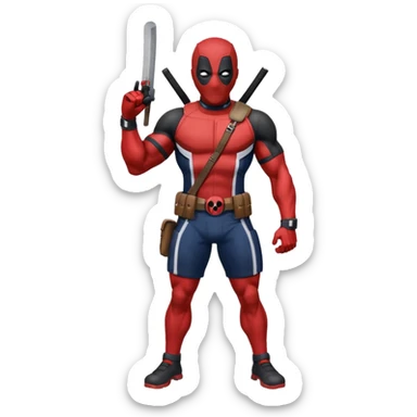 Deadpool with the New England patriots uniform sticker