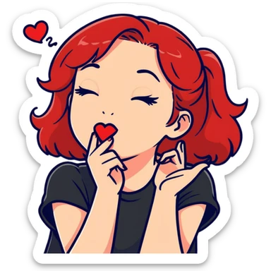 red headed girl blowing kisses sticker