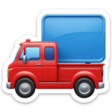 3D red truck emoji, glossy and cute, front view, with a blue plate showing white "TIR" on the front. No brand logos. High quality, simple and clean. sticker
