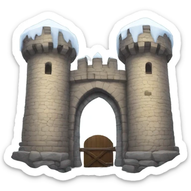 a pile of snow blocked the entrance to the snow covered castle sticker