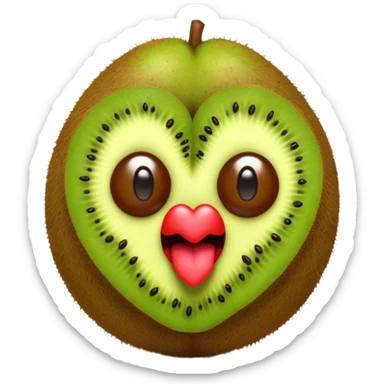 3d kiwi fruit with heart eyes sticker