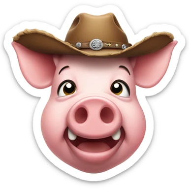 Pig crying with cowboy hat sticker