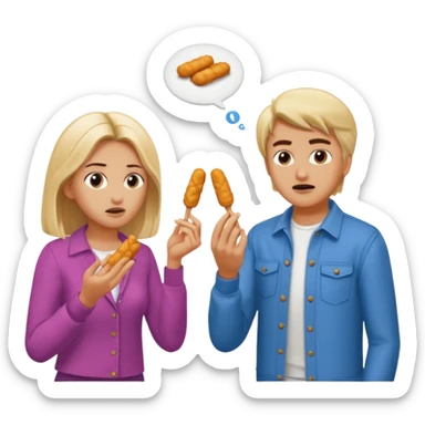 Aurore and Enzo are arguing about mozzarella sticks sticker