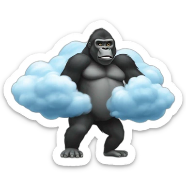 Gorilla body farting with medium cloud in the back sticker